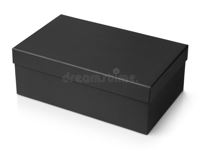 Black shoe box isolated on white with clipping path. Black shoe box isolated on white with clipping path