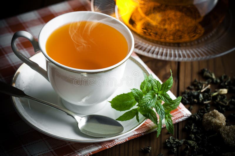 Schwarzer Tee ist ein heißes Getränk stockfoto