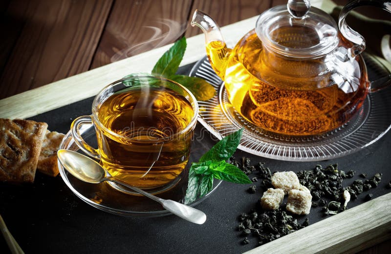 Schwarzer Tee ist ein heißes Getränk stockfoto