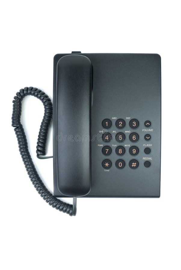 Schwarzes Bürotelefon mit dem Hörer bei aufliegendem Hörer stockfoto Schwarzes Bürotelefon mit dem Hörer bei aufliegendem Hörer stockfoto