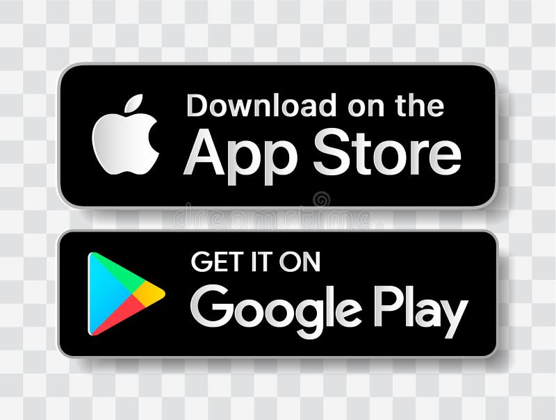 Schwarzes Download auf dem App Store und ihn zu Google-Spielknopfikonen zu bekommen, hat ein Entwurfsvektorpapierillustration Auss vektor abbildung