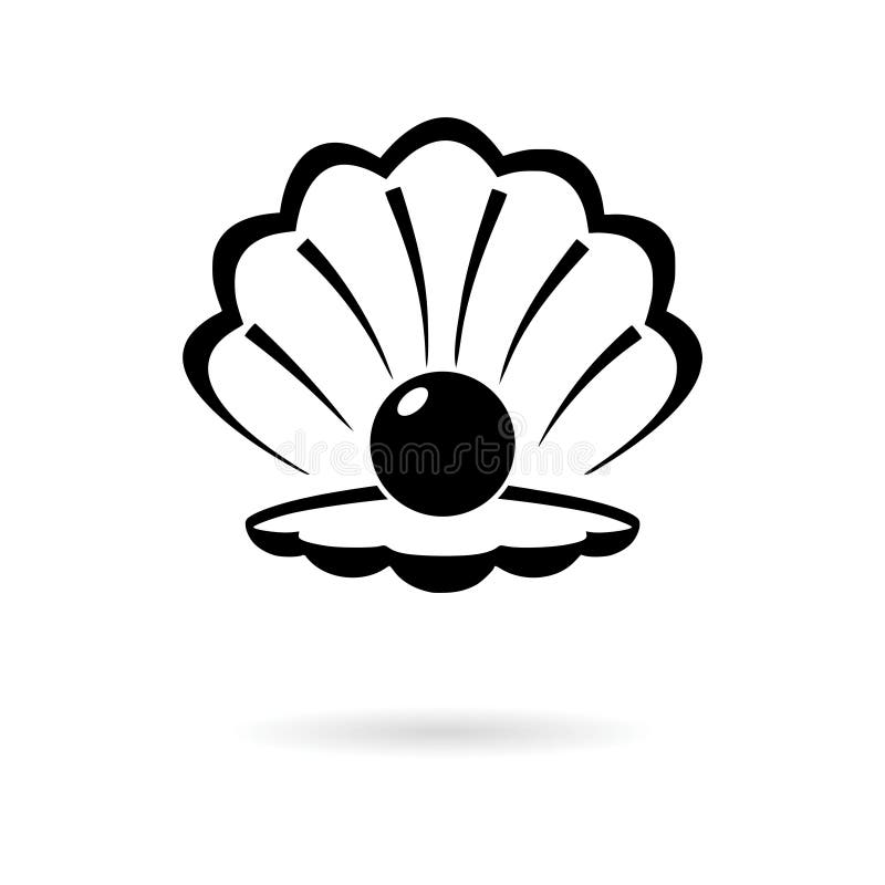 Schwarzes offenes Oberteil mit einer Perlenikone oder -logo stock abbildung Schwarzes offenes Oberteil mit einer Perlenikone oder -logo stock abbildung
