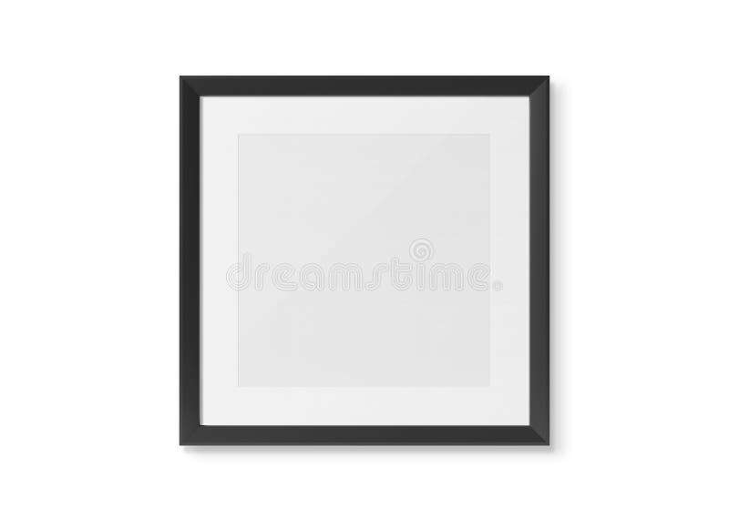 Schwarzes quadrierte Holzrahmen auf Wiedergabe des Wandhintergrundes 3D vektor abbildung Schwarzes quadrierte Holzrahmen auf Wiedergabe des Wandhintergrundes 3D vektor abbildung