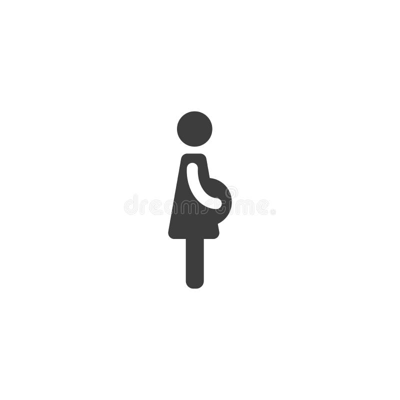 Schwarzes Schattenbild der schwangeren Frau im Kleid Lokalisiert auf Weiß stock abbildung