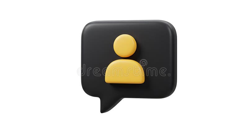 Schwarzes Sprechblasen-Symbol mit einer gelben Silhouette. Die Blase hat stock abbildung