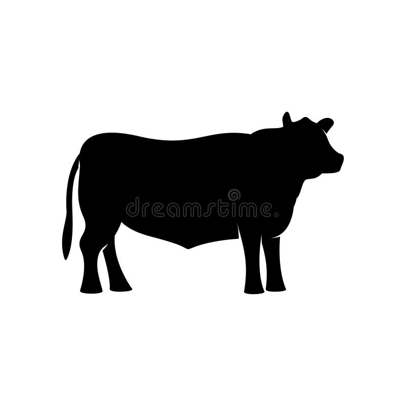 Schwarzes stehendes Vektorschattenbild des Angus-Rindfleischstiers