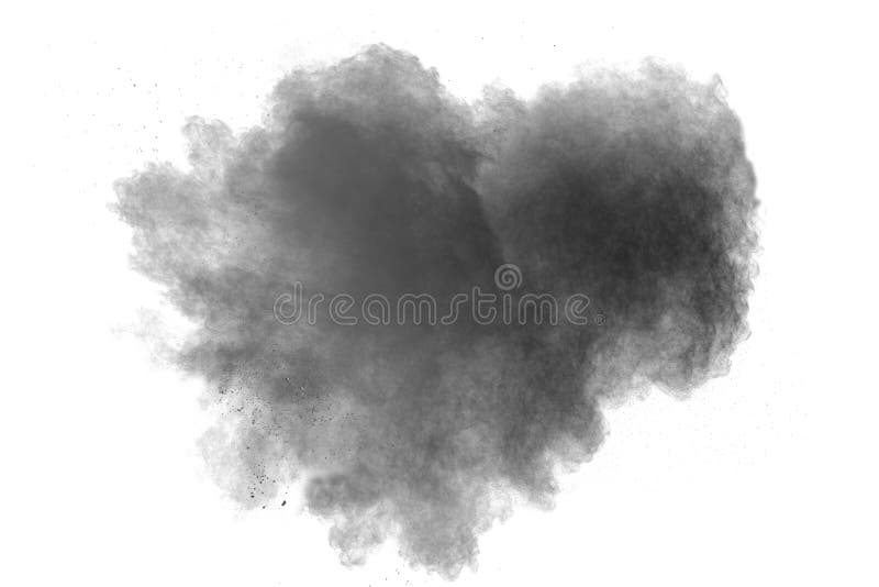 Schwarzpulverexplosion auf weißem Hintergrund Getrennt auf Weiß lizenzfreie stockbilder Schwarzpulverexplosion auf weißem Hintergrund Getrennt auf Weiß lizenzfreie stockbilder