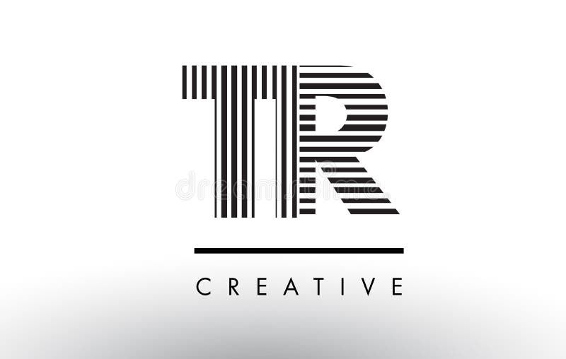 Schwarzweiss-Linien Buchstabe Logo Design TR T R