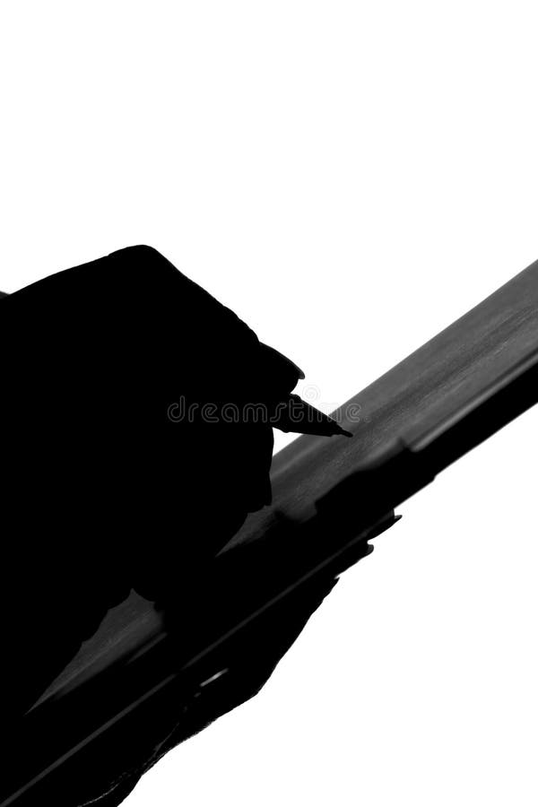 Schwarzweiss-Schattenbild einer weiblichen Handschrift mit einem Füllfederhalter auf einem Blatt Papier, ist es möglich, das Doku stockbild Schwarzweiss-Schattenbild einer weiblichen Handschrift mit einem Füllfederhalter auf einem Blatt Papier, ist es möglich, das Doku stockbild