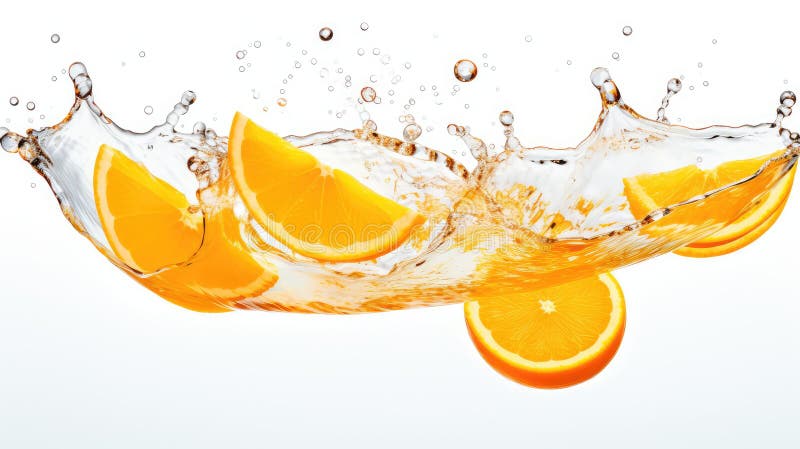 Schwebende orangefarbene Scheiben auf weiß stock abbildung