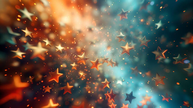 A vibrant blend of warm and cool bokeh lights in the shape of stars creates a festive and magical atmosphere, reminiscent of a holiday celebration - Generative AI AI generated. A vibrant blend of warm and cool bokeh lights in the shape of stars creates a festive and magical atmosphere, reminiscent of a holiday celebration - Generative AI AI generated