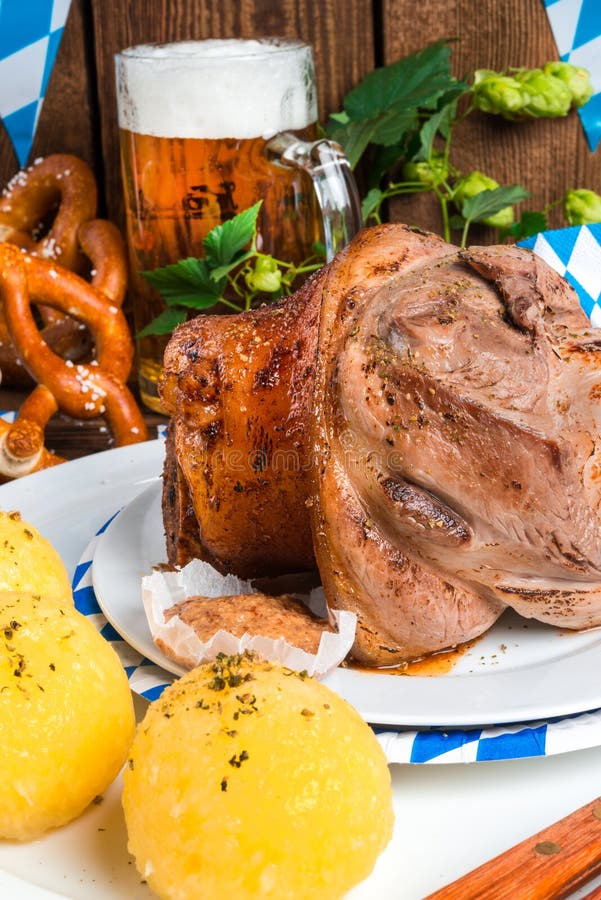 Schweinshaxe Pork Knuckle on Bavarian Stock Image Image of crust