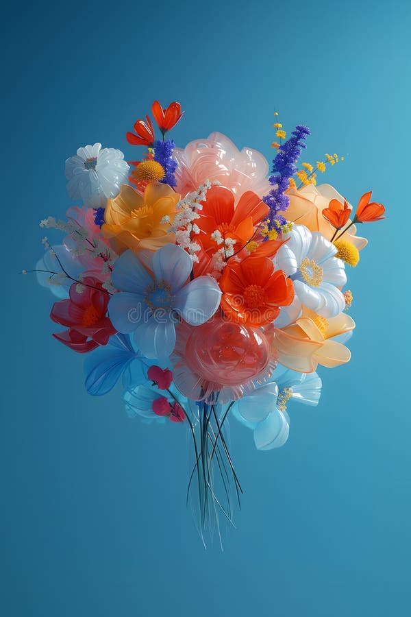 Schwimmendes voluminöses Blumenstrauß. generative Hilfe