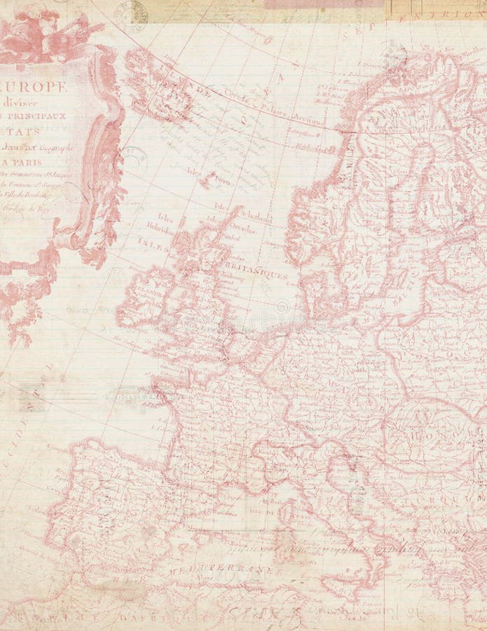 Schäbige schicke Karte von Europa im Rosa