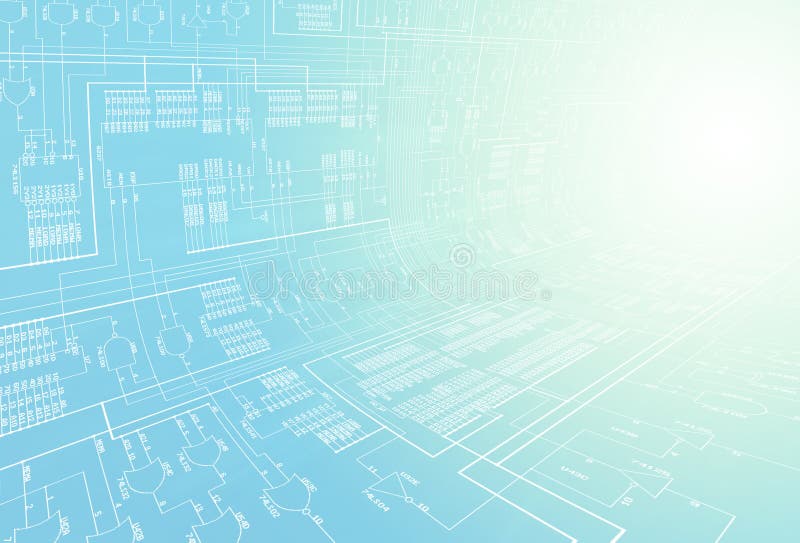 Electronic Circuit Info Diagram in Blue. Electronic Circuit Info Diagram in Blue