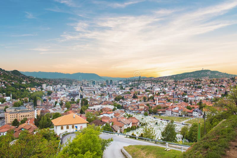 Schöne Ansicht der Stadt von Sarajevo, Bosnien und Herzegowina
