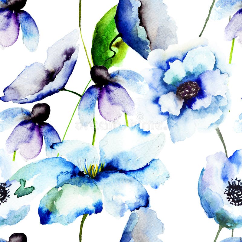 Schöne blaue Blumen stock abbildung Schöne blaue Blumen stock abbildung