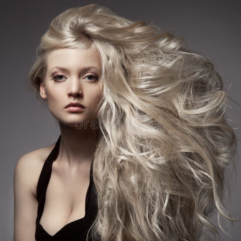 Beautiful Elegant Blond Woman. Curly Long Hair. Beautiful Elegant Blond Woman. Curly Long Hair