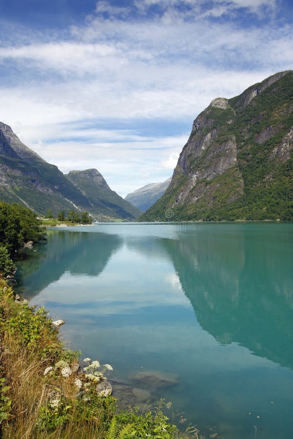 Schöne Fjordansicht Norwegen stockbild Schöne Fjordansicht Norwegen stockbild