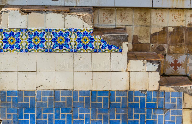 Antique Beautiful tiles decorate walls in old Havana, Cuba. Antique Beautiful tiles decorate walls in old Havana, Cuba