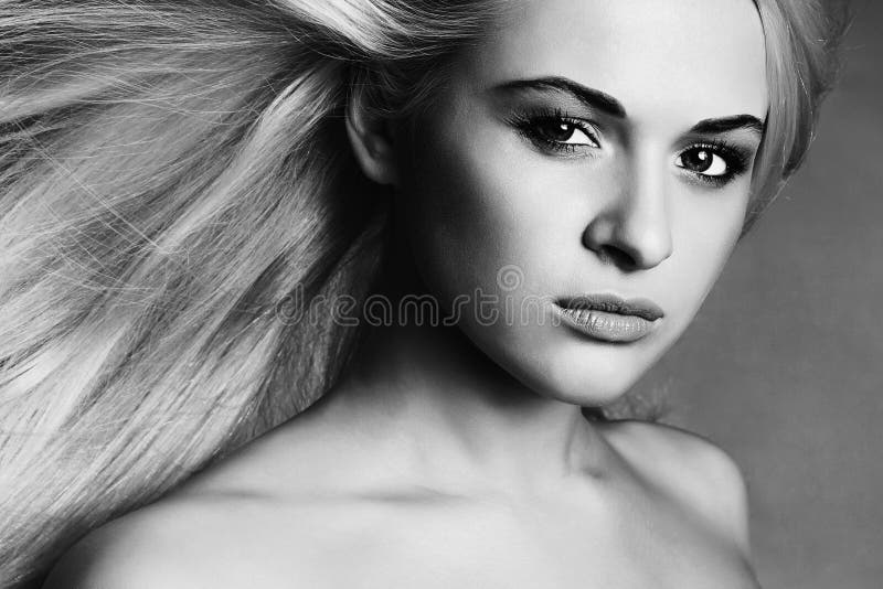 Beautiful Young Woman.Blond girl.close-up monochrome portrait. Beautiful Young Woman.Blond girl.close-up monochrome portrait