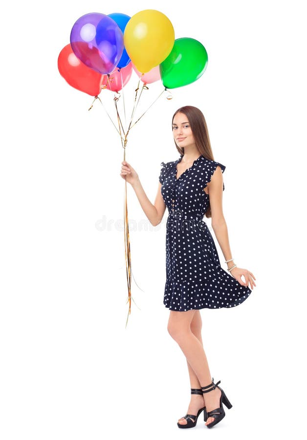 Schöne junge Frau, die Ballone hält stockfoto Schöne junge Frau, die Ballone hält stockfoto