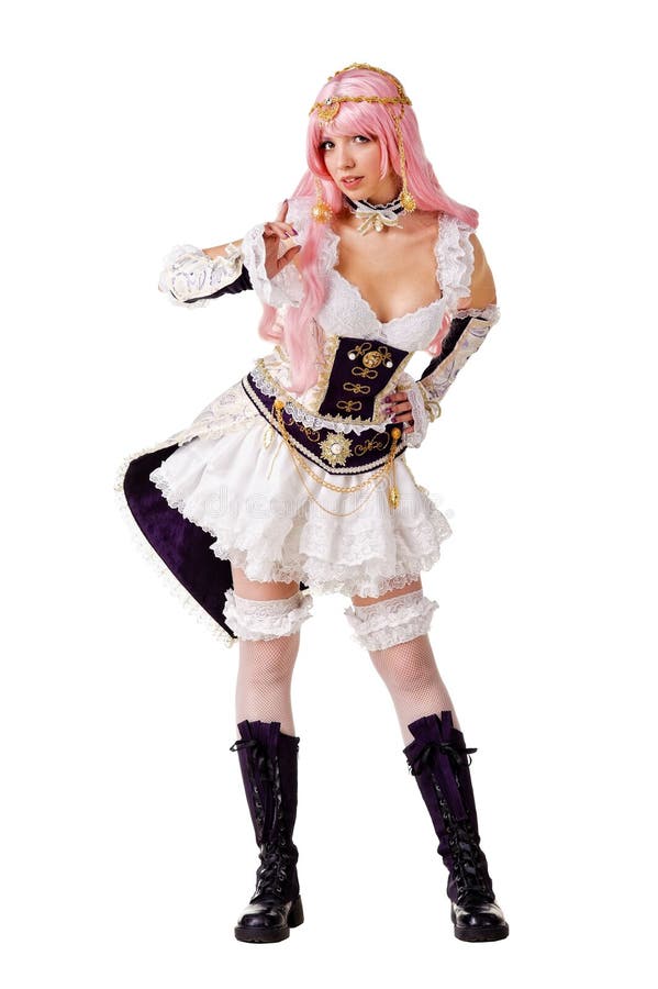 Schöne junge Frau gekleidet wie eine Puppe stockbild Schöne junge Frau gekleidet wie eine Puppe stockbild