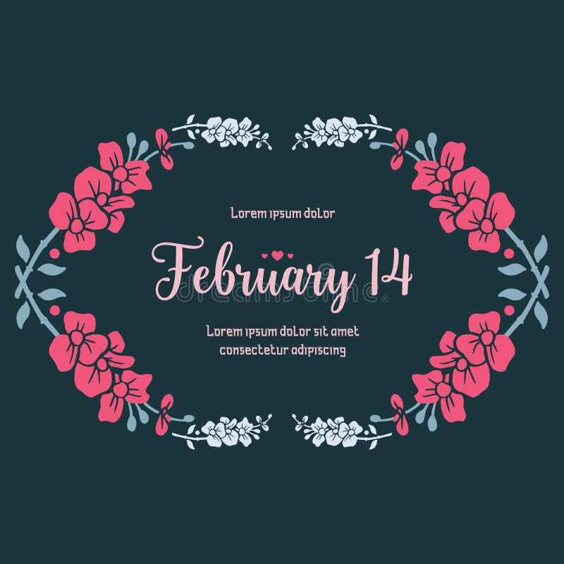 Schöne Menge von rosa Blumenrahmen, für romantische 14. Februar Einladungskarten Design Vector vektor abbildung
