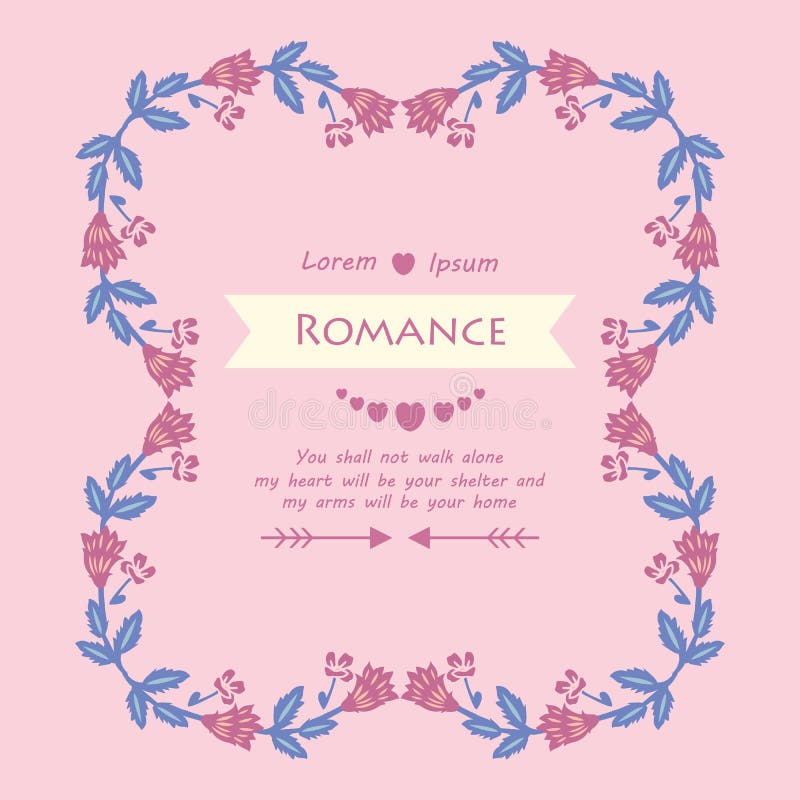 Schöne Menschenmenge an Blättern und Blumenrahmen, für elegante Romantik Einladungskarten Design Vector lizenzfreie abbildung