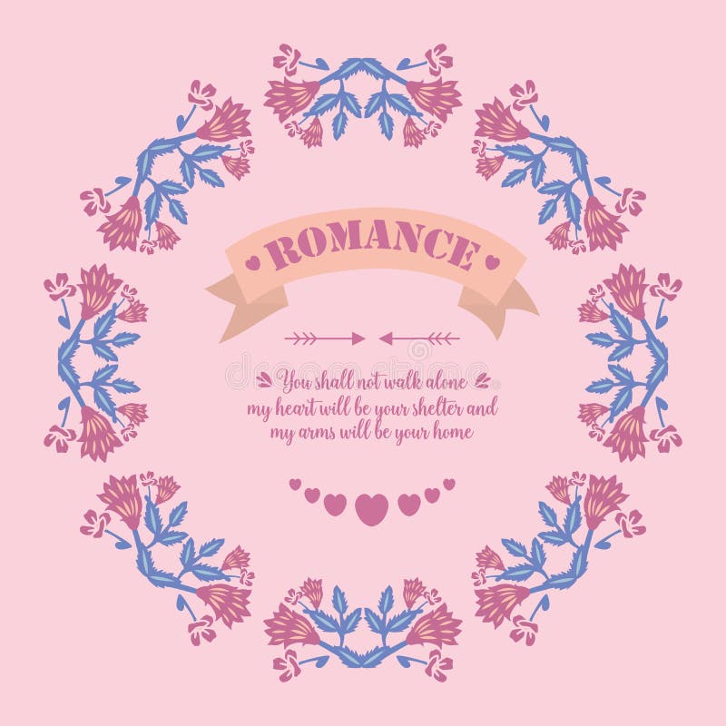 Schöne Menschenmenge an Blättern und Blumenrahmen, für elegante Romantik Einladungskarten Design Vector lizenzfreie abbildung