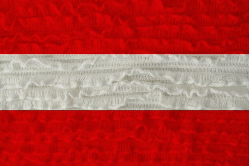 Schöne Nationalflagge des österreichischen Landes auf einem weichen Hintergrund Textur aus Strickwolle mit kleinen Leinenflounzen lizenzfreie stockfotografie Schöne Nationalflagge des österreichischen Landes auf einem weichen Hintergrund Textur aus Strickwolle mit kleinen Leinenflounzen lizenzfreie stockfotografie