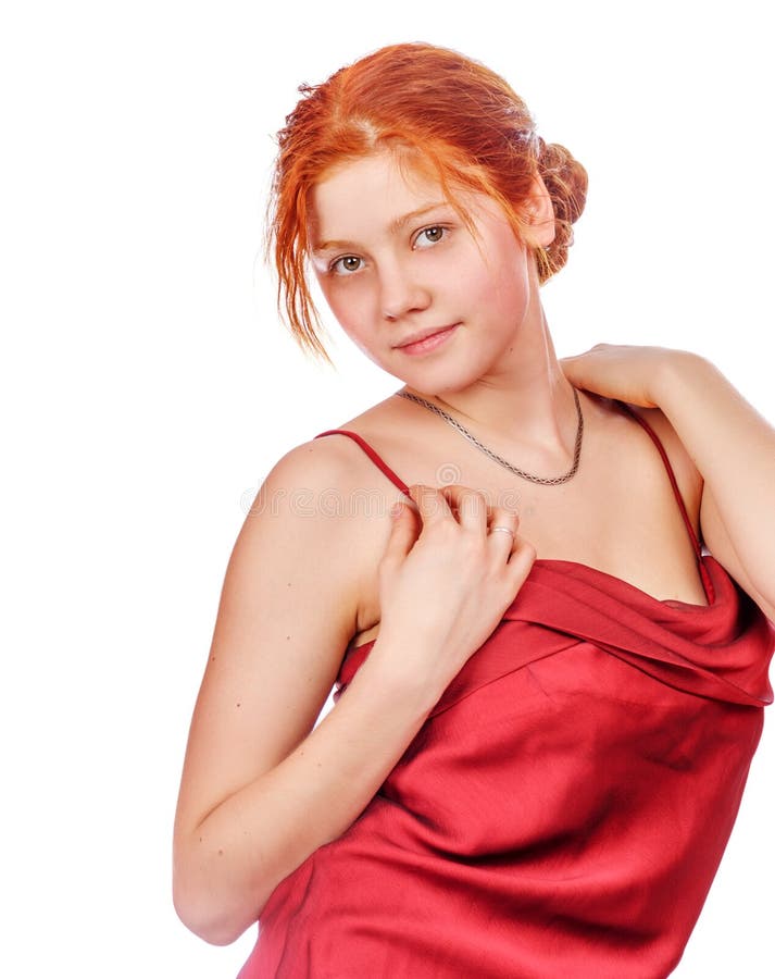 schöne Redheaddame stockbild