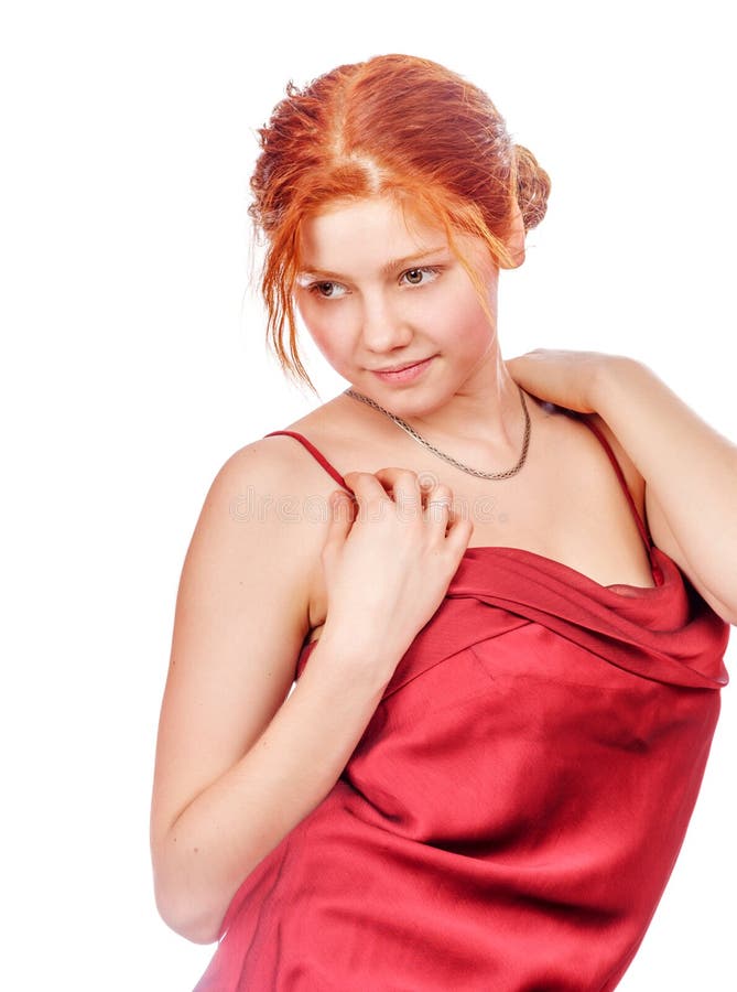 schöne Redheaddame stockbilder