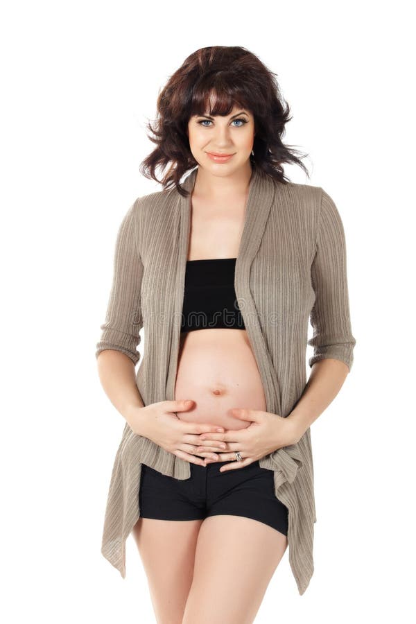 Schöne schwangere Frau kurz gesagt stockfoto Schöne schwangere Frau kurz gesagt stockfoto