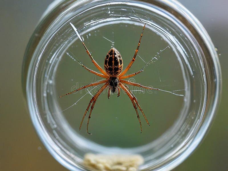 Schöne Spinne gefangen in einem Glas erzeugt durch ai stock abbildung