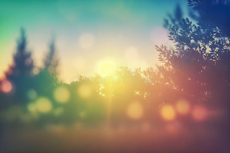 Schöne, verschwommene Sommerabendlandschaft abstrakter Hintergrund mit Bokeh-Effekt stockbild