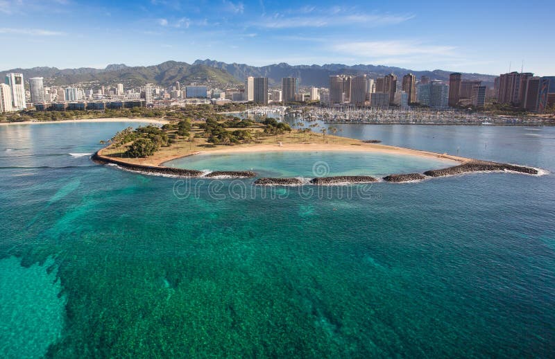 Schöne Vogelperspektive von Waikiki-Strand Angel Island Oahu Hawaii