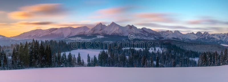 Beautiful winter mountain landscape at sunrise-Tatra Mountains, Poland.Panorama. Beautiful winter mountain landscape at sunrise-Tatra Mountains, Poland.Panorama