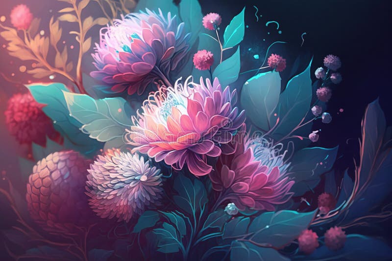 Schöner blumengeschmückter Hintergrund. ai-generierte Abbildung vektor abbildung