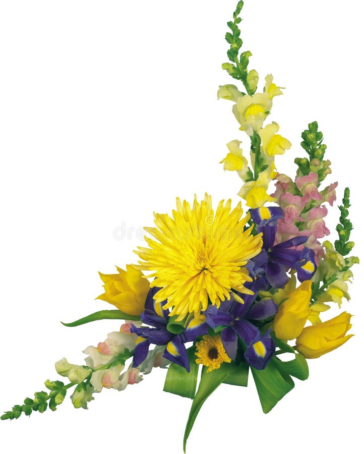 Schöner Blumenstrauß von Blumen-, Roten und Gelbenblumen im Mais stockfoto