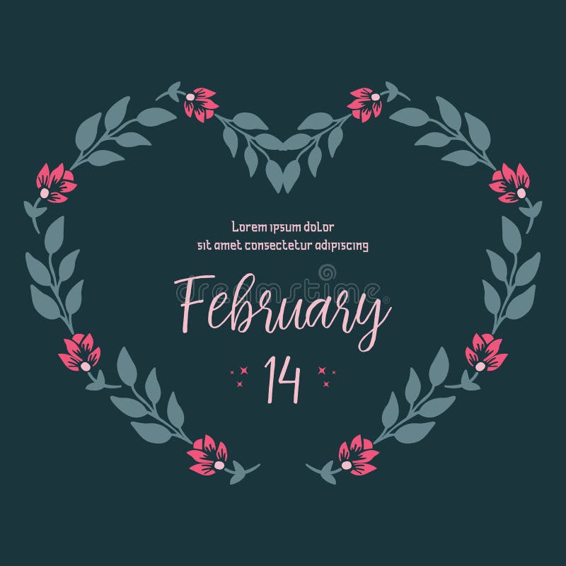 Schöner Crowdred Blumenrahmen für elegante Einladungskarten vom 14. Februar Vector stock abbildung