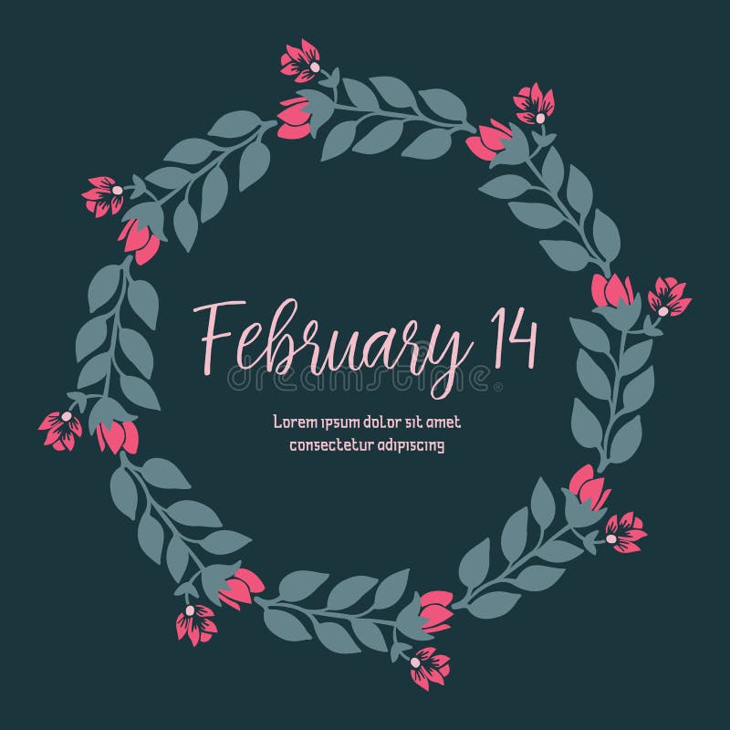 Schöner Crowdred Blumenrahmen für elegante Einladungskarten vom 14. Februar Vector lizenzfreie abbildung