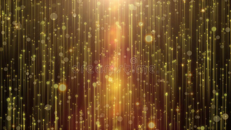 Schöner goldener Vorhangzusammenfassungshintergrund mit Partikelregen