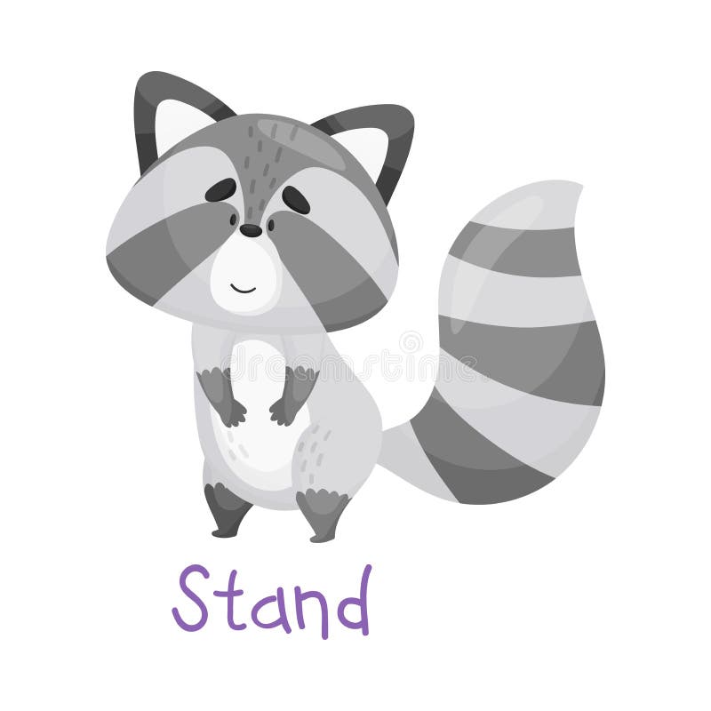 Schöner kleiner Raccoon mit handgeschriebener Inschriftenständer Vector Illustration Cartoon Charakter stock abbildung