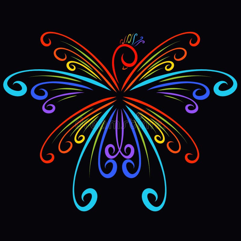 Schöner magischer Vogel von Locken, Farben des Regenbogens lizenzfreie abbildung Schöner magischer Vogel von Locken, Farben des Regenbogens lizenzfreie abbildung