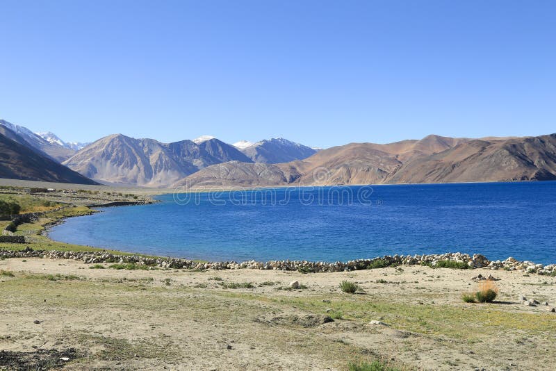 Wunderschöner türkisfarbener Pangong-See in Leh, Indien stockfotografie