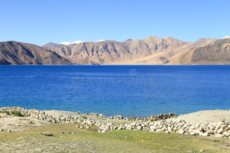 Wunderschöner türkisfarbener Pangong-See in Leh, Indien stockfotos