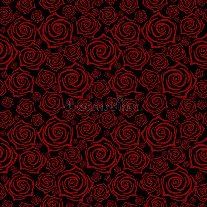 Schönes nahtloses Muster mit roten Rosen auf schwarzem Hintergrund Auch im corel abgehobenen Betrag stock abbildung Schönes nahtloses Muster mit roten Rosen auf schwarzem Hintergrund Auch im corel abgehobenen Betrag stock abbildung
