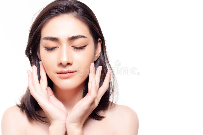 Schönheit asiatische Frau Gesicht gesunde Haut, natürliches Make-up Portrait junge Model Lady Gesicht, nah Schönes Modellmädchen stockbild Schönheit asiatische Frau Gesicht gesunde Haut, natürliches Make-up Portrait junge Model Lady Gesicht, nah Schönes Modellmädchen stockbild