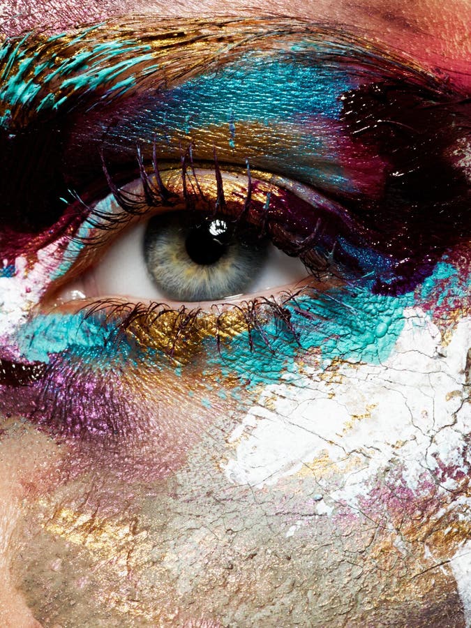 Schönheit, Kosmetik und Make-up Helles kreatives Make-up lizenzfreies stockfoto Schönheit, Kosmetik und Make-up Helles kreatives Make-up lizenzfreies stockfoto